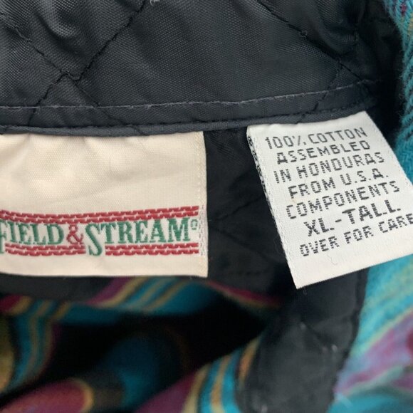 Vintage Flannel Shirt Field Stream Size XL Tall Blue Purple Button Up Mens Top - Picture 6 of 6